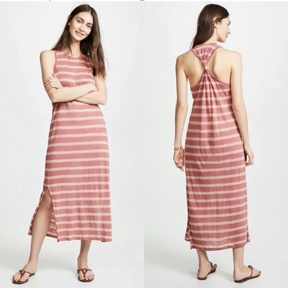 Joie Brellen Twist-back Tank Striped Maxi Dress Small 100% Linen Tropic Red - Picture 9 of 12